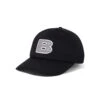 B Logo 6 Panel Cap, Black