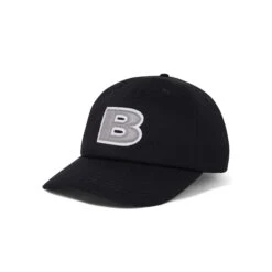 B Logo 6 Panel Cap, Black