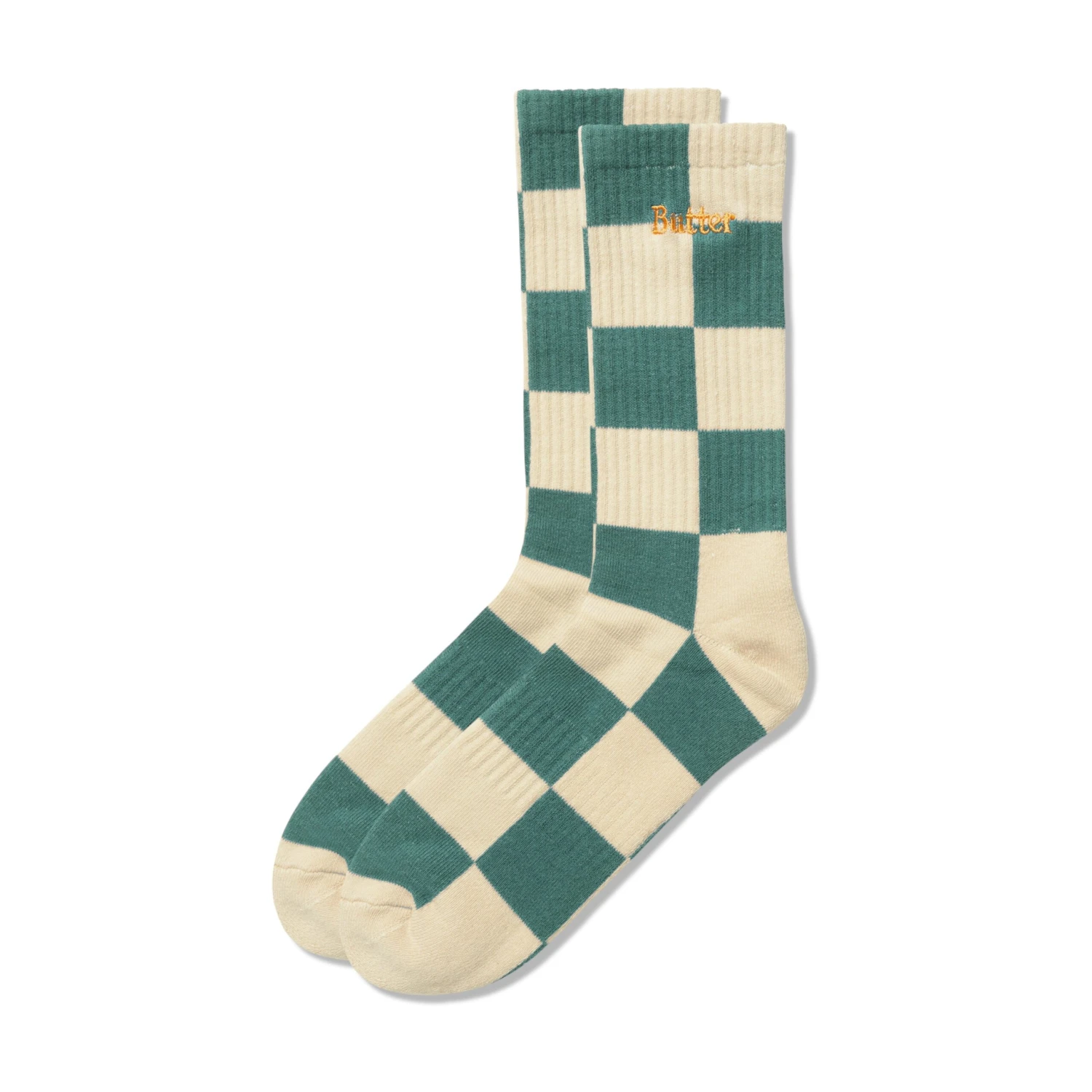 Checkered Socks, Teal / Tan 1 Checkered Socks, Teal / Tan