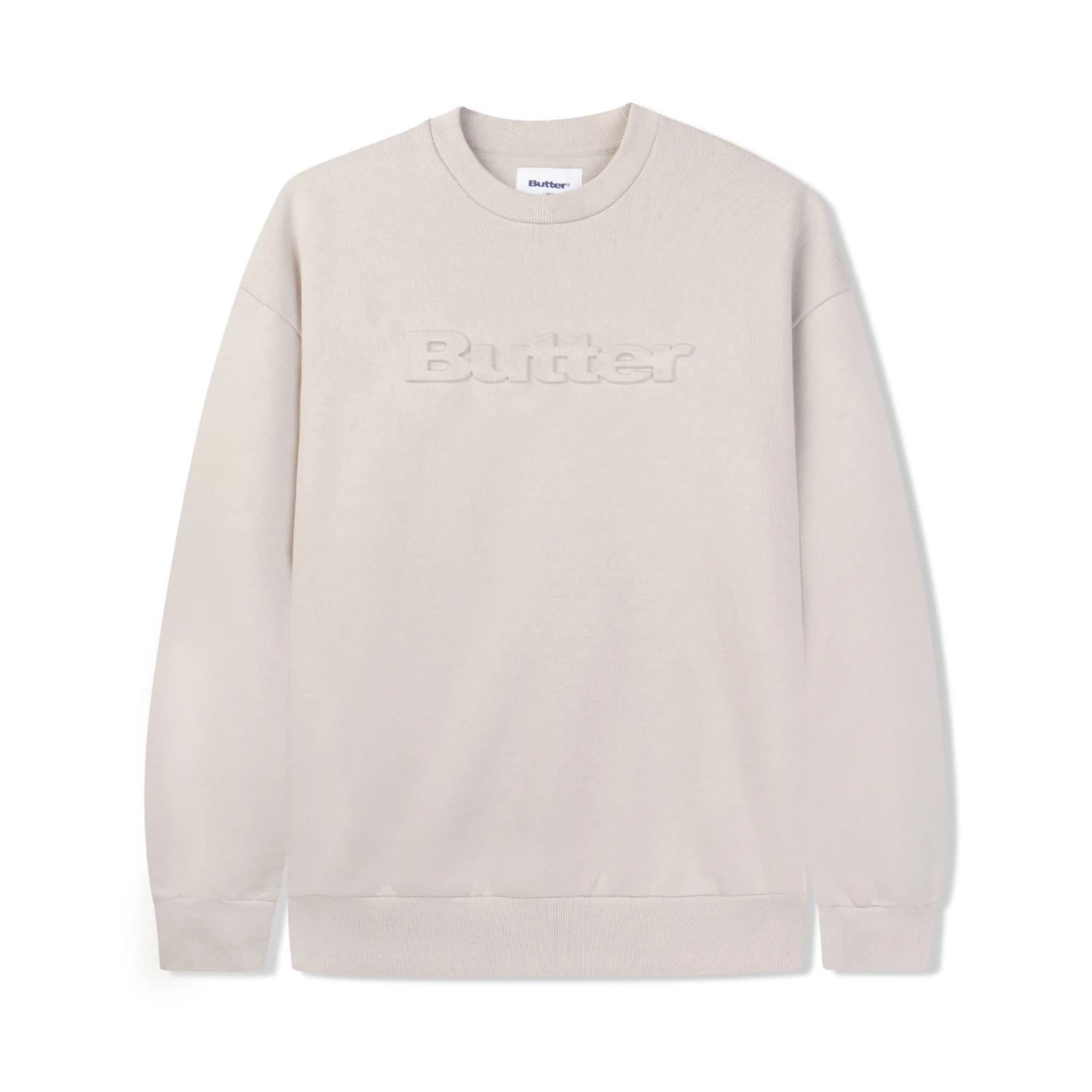 Embossed Logo Crewneck Sweatshirt, Cement 1 Embossed Logo Crewneck Sweatshirt, Cement