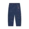 Fantasia Baggy Denim Jeans, Dark Indigo Bleach Splatter