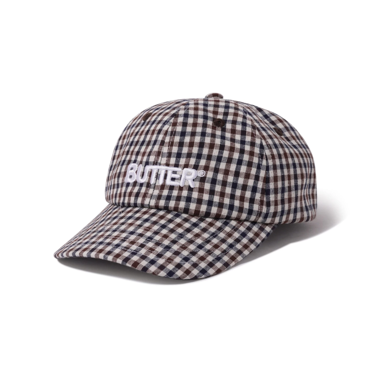 Gingham 6 Panel Cap, Brown / Navy 1 Gingham 6 Panel Cap, Brown / Navy