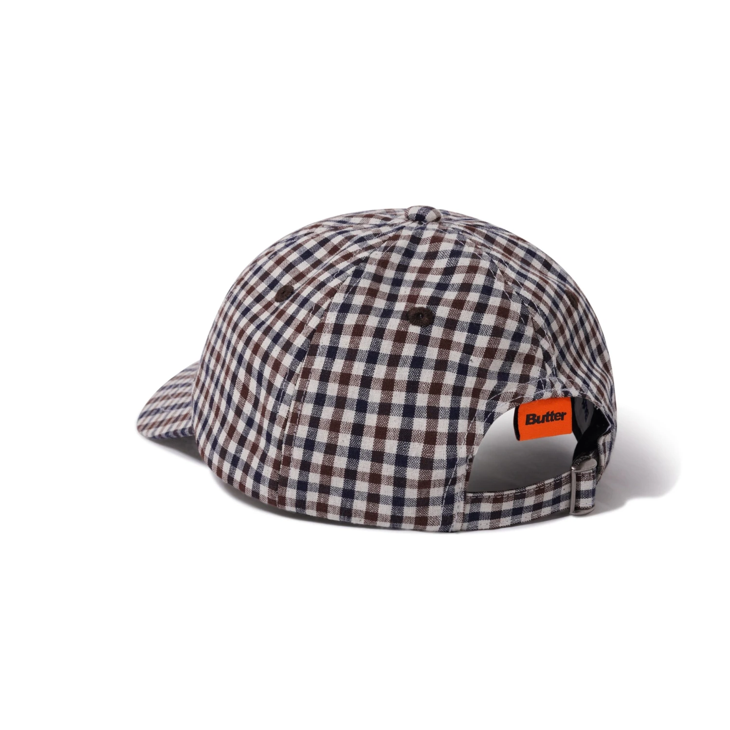 Gingham 6 Panel Cap, Brown / Navy 2 Gingham 6 Panel Cap, Brown / Navy - Image 2