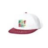 Scribble 6 Panel Cap, White / Burgundy