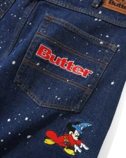 Sorcerer Baggy Denim Shorts, Dark Indigo Bleach Splatter -Butter Goods Sales Store SorcererBaggyDenimShortsDarkIndigoBleachSplatter3