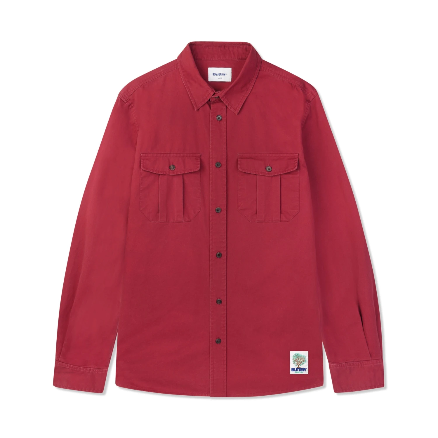 Washed Pocket L/S Shirt, Burnt Red 1 Washed Pocket L/S Shirt, Burnt Red
