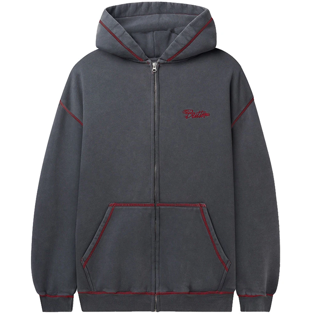Butter Goods Jive Zip-Thru Hood Washed Black 1 Butter Goods Jive Zip-Thru Hood Washed Black