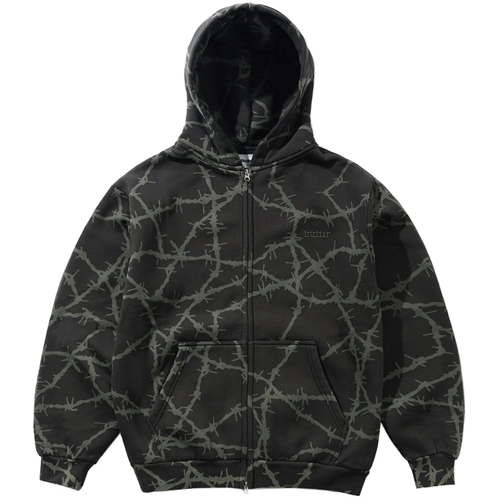 Butter Goods Wired Zip-Thru Hood Charcoal 1 Butter Goods Wired Zip-Thru Hood Charcoal